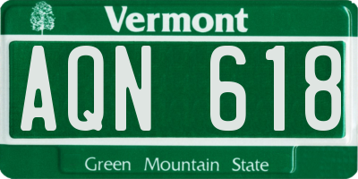 VT license plate AQN618