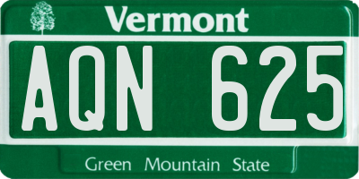 VT license plate AQN625