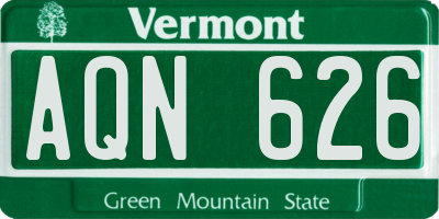 VT license plate AQN626