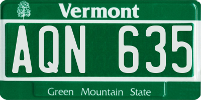 VT license plate AQN635