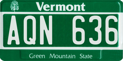 VT license plate AQN636