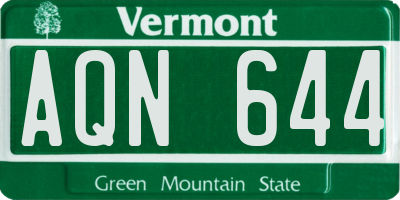 VT license plate AQN644