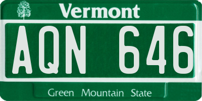 VT license plate AQN646