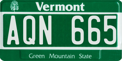 VT license plate AQN665