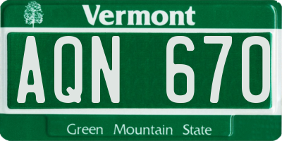 VT license plate AQN670