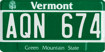 VT license plate AQN674