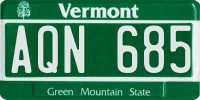 VT license plate AQN685