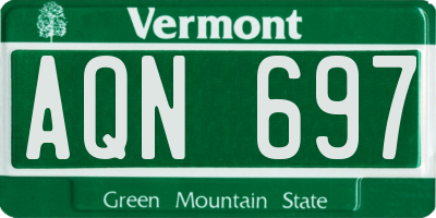 VT license plate AQN697