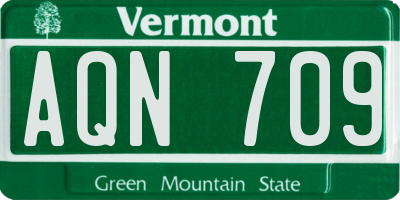 VT license plate AQN709
