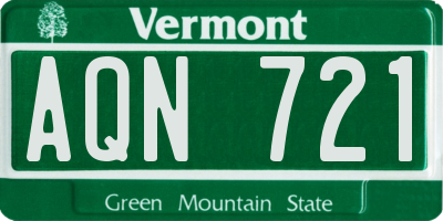 VT license plate AQN721
