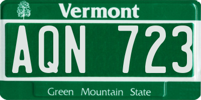 VT license plate AQN723