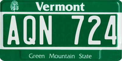 VT license plate AQN724
