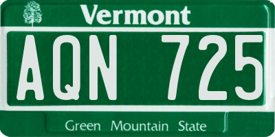 VT license plate AQN725