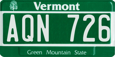VT license plate AQN726