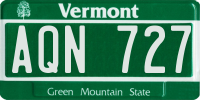 VT license plate AQN727
