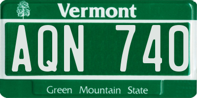VT license plate AQN740