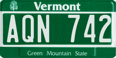 VT license plate AQN742