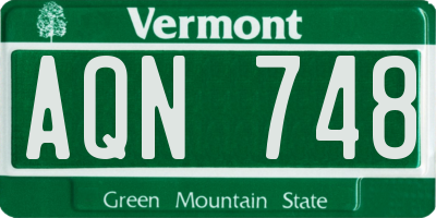VT license plate AQN748