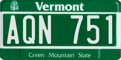 VT license plate AQN751