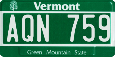 VT license plate AQN759