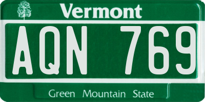 VT license plate AQN769