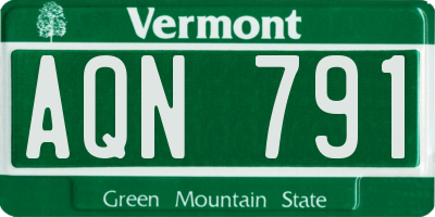 VT license plate AQN791