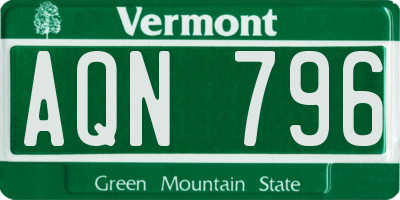 VT license plate AQN796