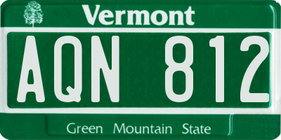 VT license plate AQN812