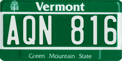 VT license plate AQN816