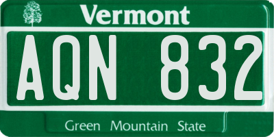 VT license plate AQN832