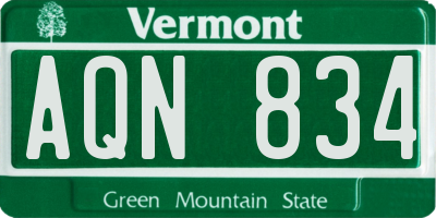 VT license plate AQN834