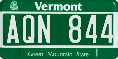 VT license plate AQN844