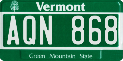 VT license plate AQN868