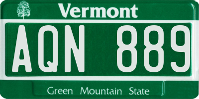VT license plate AQN889