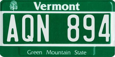 VT license plate AQN894