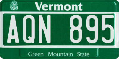 VT license plate AQN895