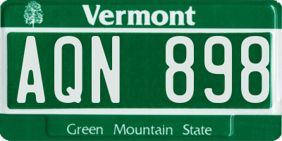 VT license plate AQN898