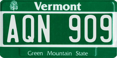 VT license plate AQN909