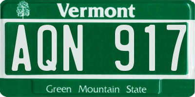 VT license plate AQN917
