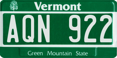 VT license plate AQN922