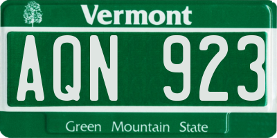 VT license plate AQN923
