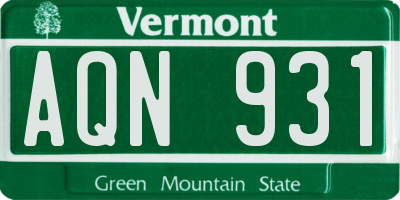 VT license plate AQN931