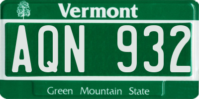 VT license plate AQN932
