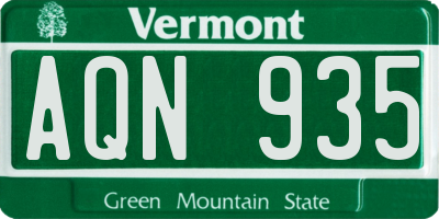 VT license plate AQN935