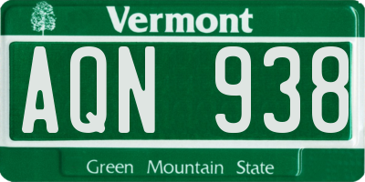 VT license plate AQN938