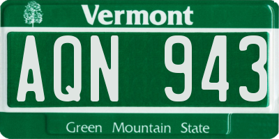 VT license plate AQN943