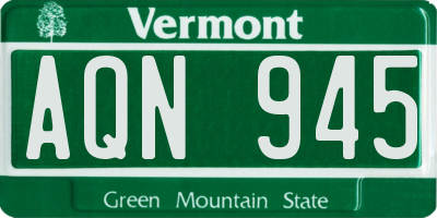 VT license plate AQN945