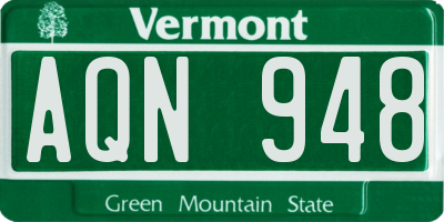 VT license plate AQN948