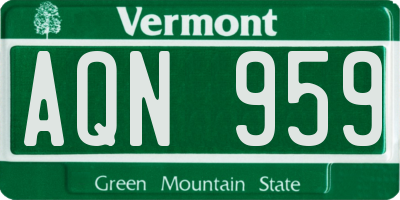 VT license plate AQN959