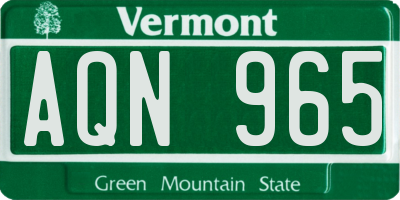 VT license plate AQN965